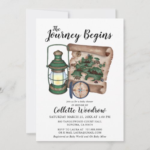 Rustic Watercolor Journey Baby Shower   Invitation