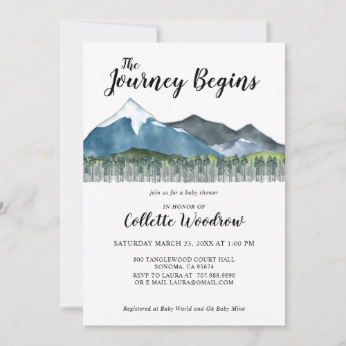 Rustic Watercolor Journey Mountains Baby Shower  Invitation