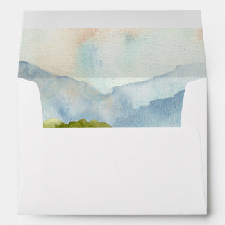 Rustic Watercolor Lake Winter Wedding Envelope