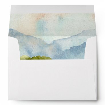Rustic Watercolor Lake Winter Wedding  Envelope