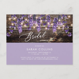 Rustic Watercolor Lavender Bridal Rustic Shower Invitation Postcard