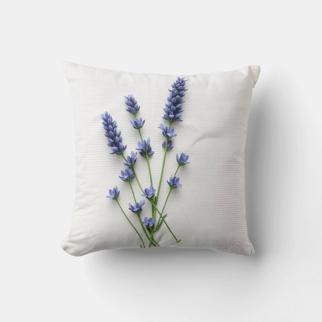 Rustic Watercolor Lavender Throw Pillow (Front)