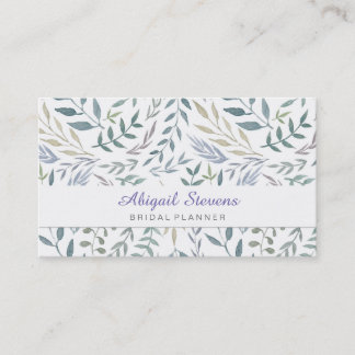Rustic Watercolor Leaves and Foliage Business Card