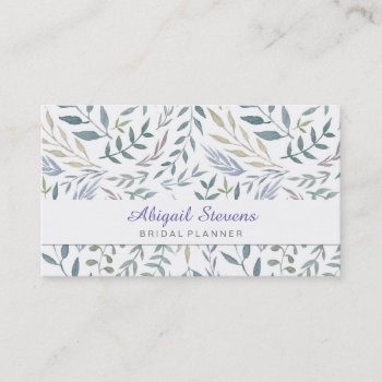 Rustic Watercolor Leaves And Foliage Business Card by funkypatterns at Zazzle