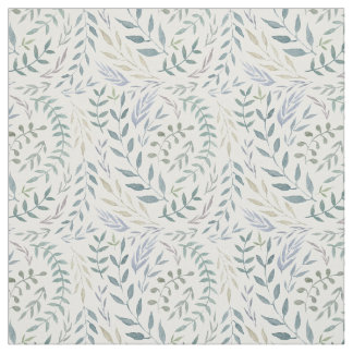 Rustic Watercolor Leaves and Foliage Fabric