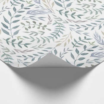 Rustic Watercolor Leaves And Foliage Wrapping Paper by funkypatterns at Zazzle