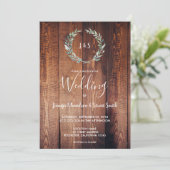 Rustic watercolor leaves monogram photo Wedding Invitation (Standing Front)