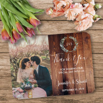 Rustic Watercolor leaves photo wedding Thank You Magnet