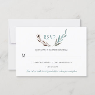 Rustic Watercolor Leaves RSVP Card