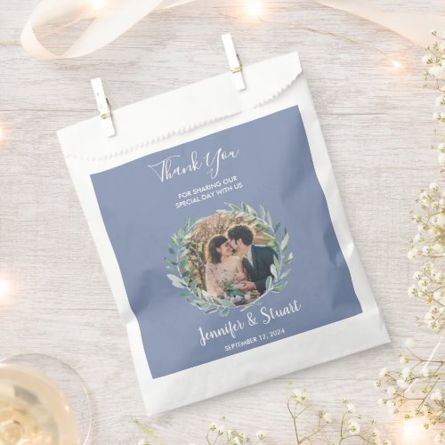 Rustic watercolor leaves thank you photo wedding favor bag