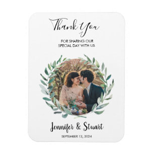 Rustic watercolor leaves Thank You photo wedding Magnet