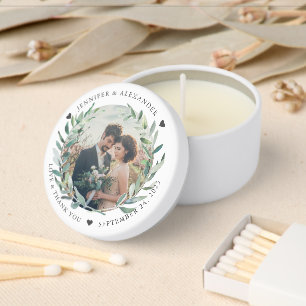 Rustic watercolor leaves thank you wedding mini candle favors