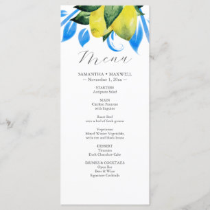 Rustic Watercolor Lemon Branch Wedding Decor Menus