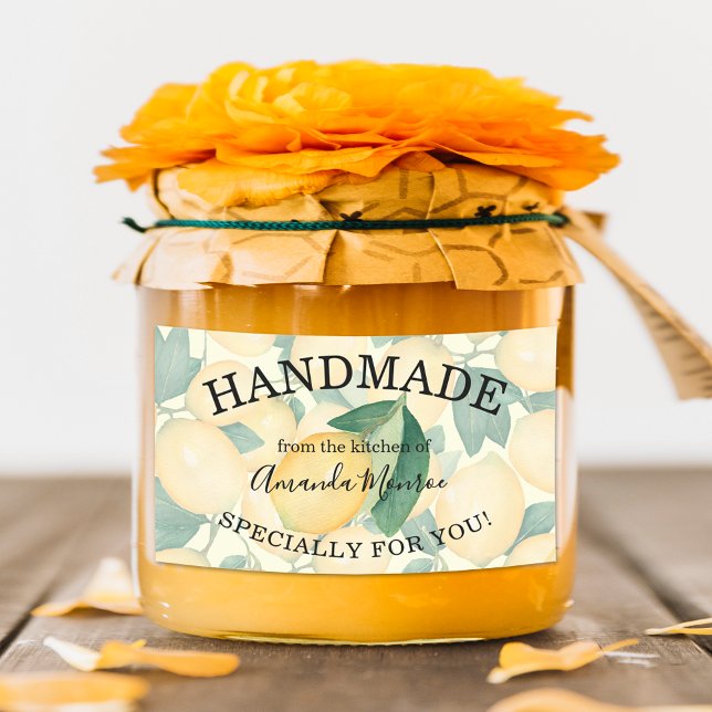 Rustic Watercolor Lemons and Leaves HANDMADE Rectangular Sticker (Rustic watercolor lemons and leaves personalized HANDMADE for you rectangular stickers)