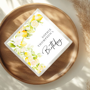 Rustic watercolor lemons birthday napkins