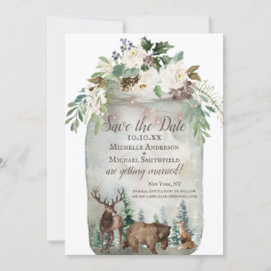 Rustic Watercolor Mason Jar Save the Date