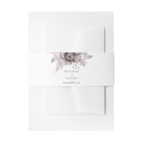 Rustic Watercolor Mauve Floral Botanical Wedding Invitation Belly Band