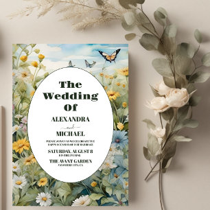 Rustic Watercolor Meadow Wedding Invitation