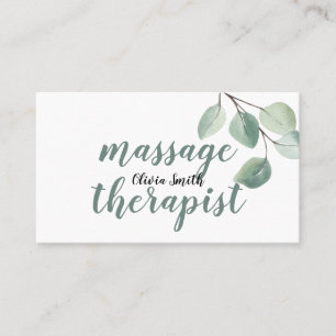 Rustic Watercolor Modern Greenery Floral Massage   Business Card