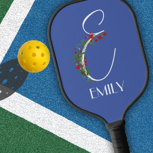 Rustic watercolor monogram E mom Pickleball Paddle