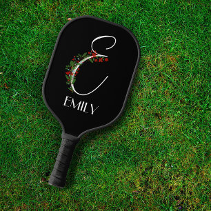 Rustic watercolor monogram E mom Pickleball Paddle