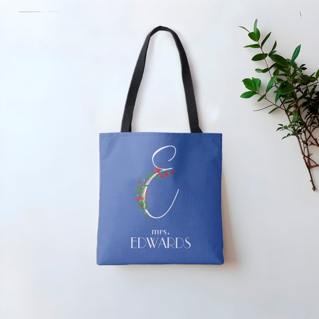 Rustic watercolor monogram E teacher Tote Bag (Creator Uploaded)
