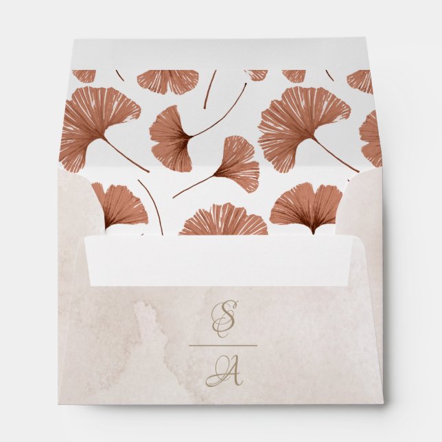 Rustic Watercolor Monogram Wedding  Envelope (Back (Bottom))