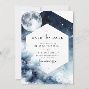 Rustic Watercolor Moonlit Wedding Save The Date