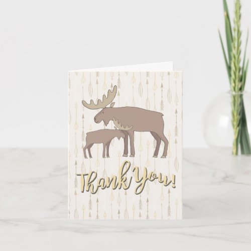 Rustic Watercolor Moose boho Thank you note card