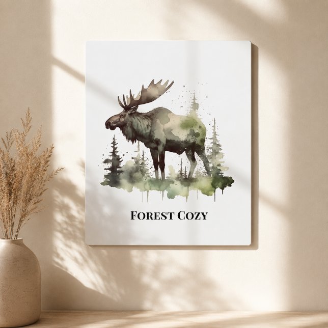 Rustic Watercolor Mossy Forest Portrait Metal Print (Creator Uploaded)