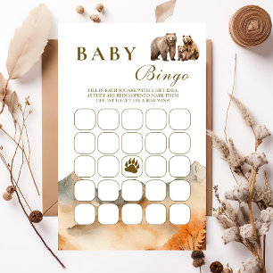 Rustic Watercolor Mountain Bear Family Baby Shower