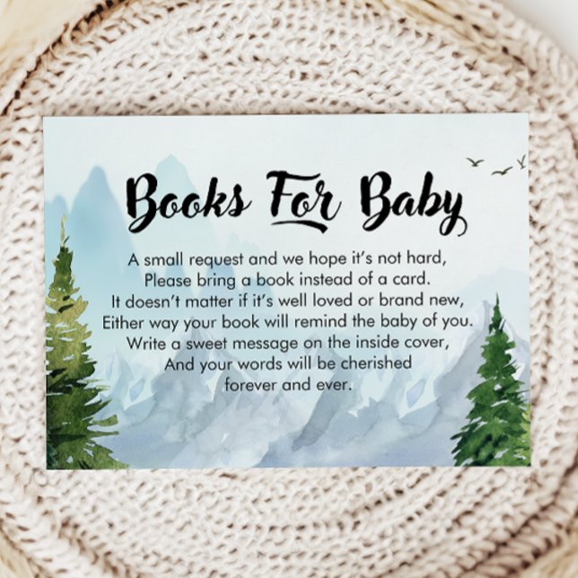 Rustic Watercolor Mountain Books For Baby Enclosure Card (Creator Uploaded)