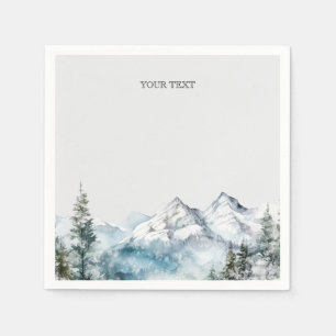 Rustic watercolor mountain custom napkins