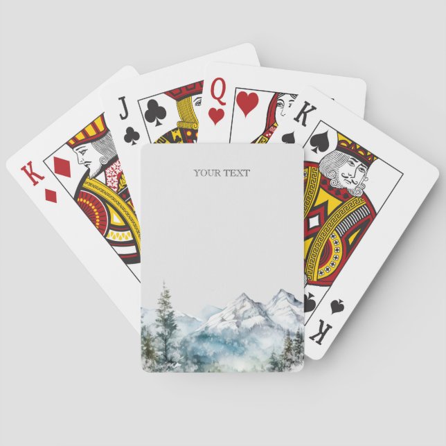 Rustic watercolor mountain custom poker cards (Back)