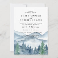 Rustic Watercolor Mountain Forest Wedding 