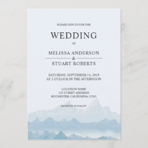 Rustic watercolor mountain landscape range country invitation