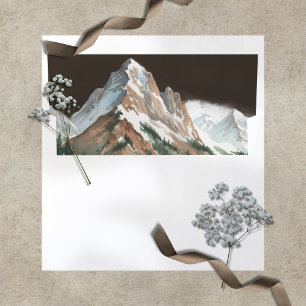 Rustic Watercolor Mountain Landscape Wedding Envelope Liner