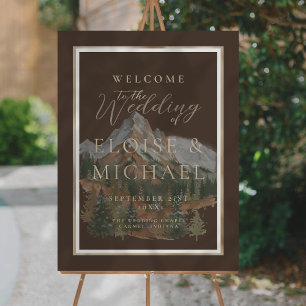 Rustic Watercolor Mountain Landscape Welcome Foam Board