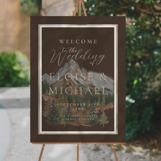 Rustic Watercolor Mountain Landscape Welcome Foam Board (Rustic Watercolor Mountain Landscape Welcome Foam Board)