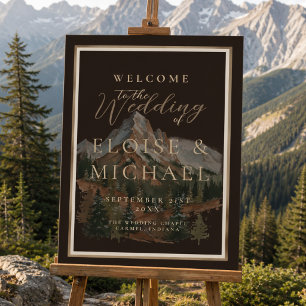 Rustic Watercolor Mountain Landscape Welcome Foam Board