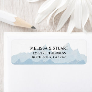 Rustic watercolor mountain range country Wedding  Label