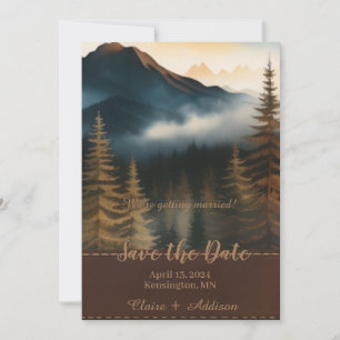 Rustic Watercolor Mountain View Save The Date