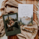Rustic Watercolor Mountain Wedding Save The Date Invitation<br><div class="desc">This is a mountain wedding save the date invitation featuring a beautiful watercolor fall mountain scene and an elegant font pairing. Edit most* wording and all colors except for the color of the watercolor mountain scene. * the words "and" and "reception to follow" are not editable. // For matching items,...</div>