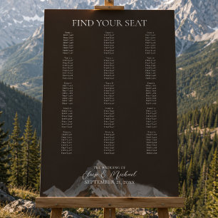 Rustic Watercolor Mountain Wedding Seating Chart Foam Board
