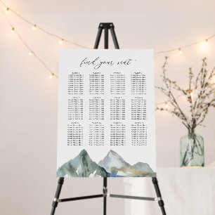 Rustic Watercolor Mountain Wedding Seating Chart Foam Board