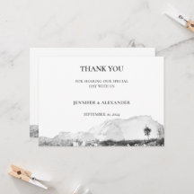 Rustic watercolor mountain wedding Thank you card
