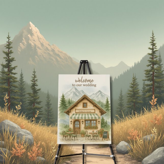 Rustic watercolor Mountain wedding  welcome  Foam Board (Creator Uploaded)
