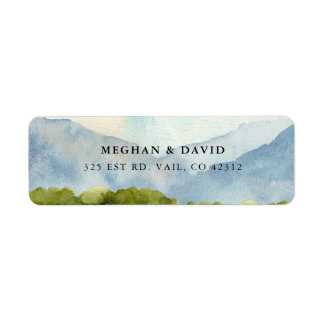 Rustic Watercolor Mountain Winter Wedding Label