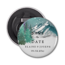 Rustic Watercolor Mountains Lake Save The Date   Bottle Opener