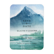 Rustic Watercolor Mountains Lake Save The Date Magnet